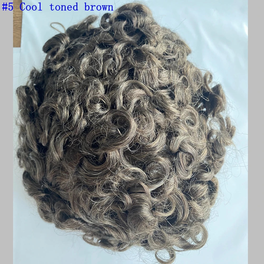 Full Skin Base 20mm Curly Human Hair- Durable Prosthesis System With Natural Frontline - Various Colors Available