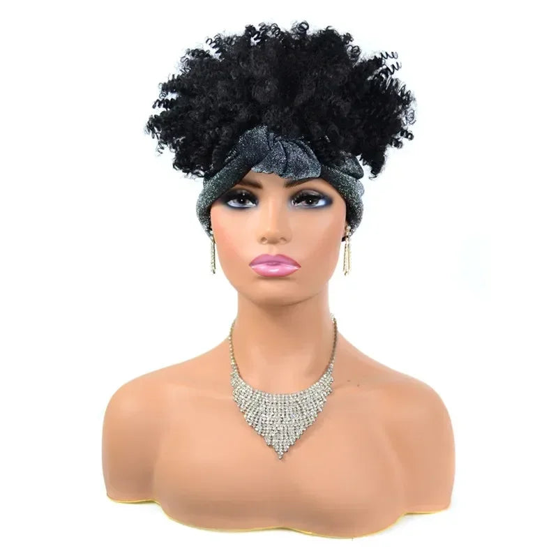 Synthetic Short Kinky Curly Headband Wigs - Various Colors Available