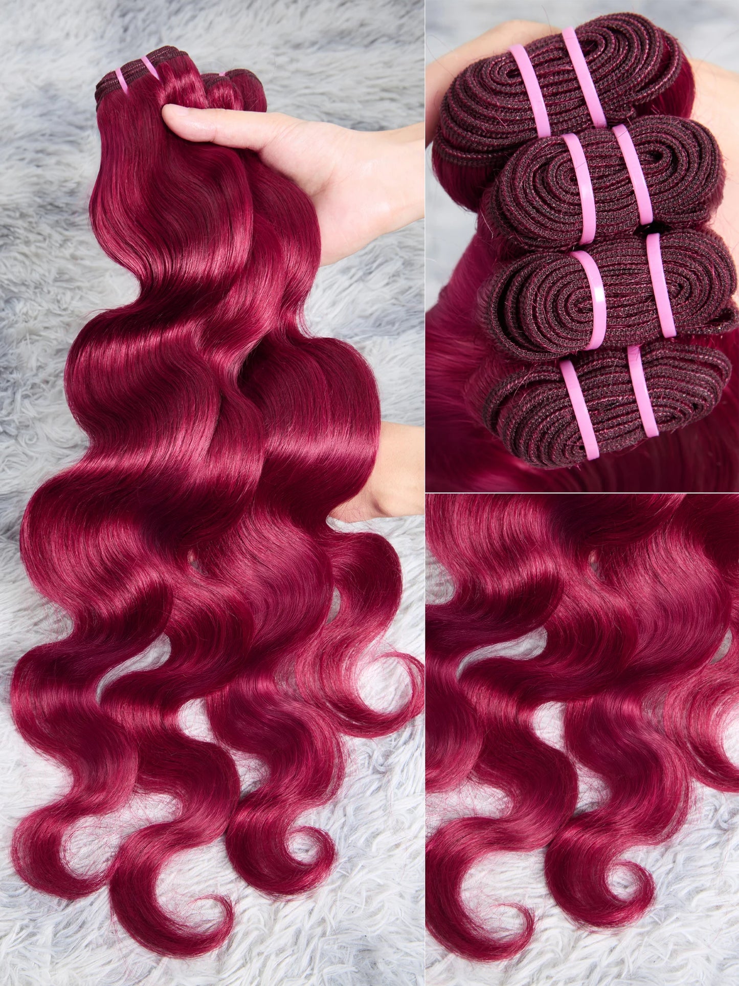 Brazilian Body Wave Human Hair Bundles - Burgundy