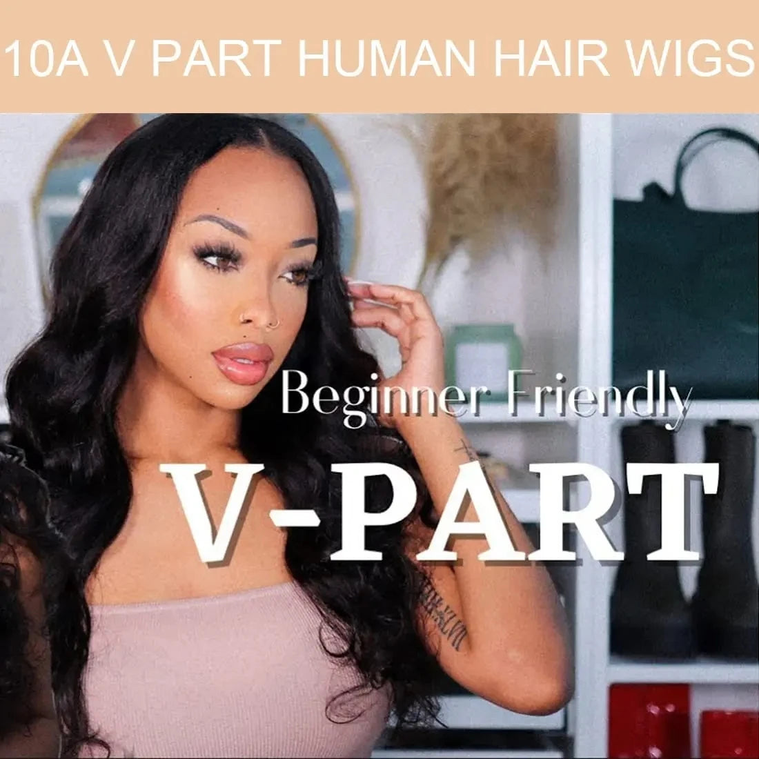 U & V Part Body Wave Human Hair Wigs