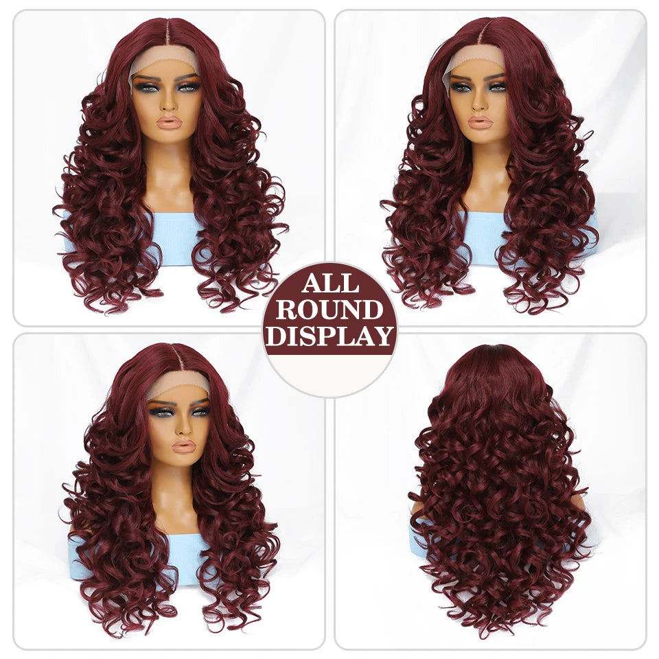 Black Brown Curly Synthetic Lace Front Wigs - Various Colors Available