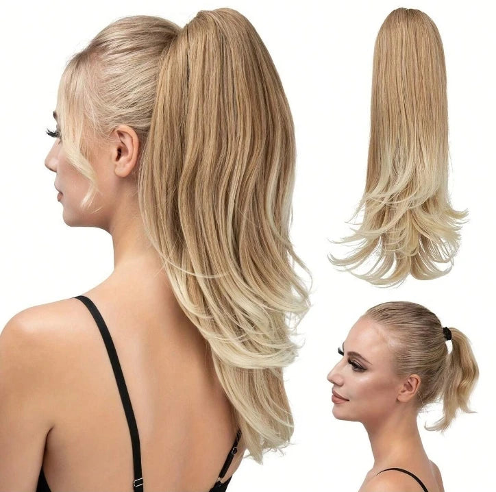 Synthetic Claw Clip In Short Curly Ponytails