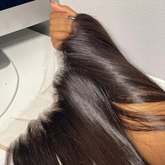 Brazilian Straight 13x6 Lace Frontal or  Pre-plucked Transparent 2x6 HD Lace Closure Human Hair
