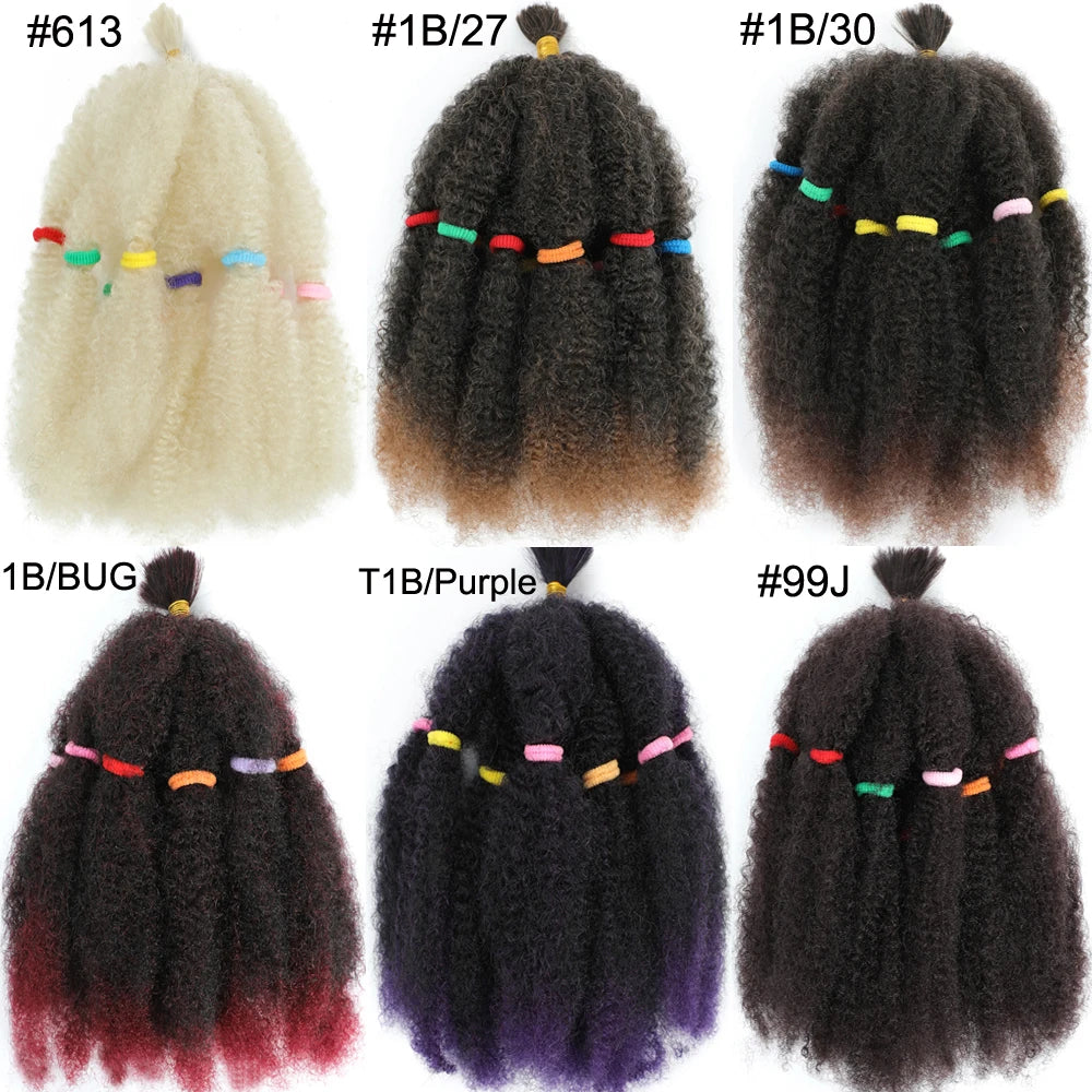 Afro Kinky Curly Marley Synthetic 12inch Hair - Various Colors Available