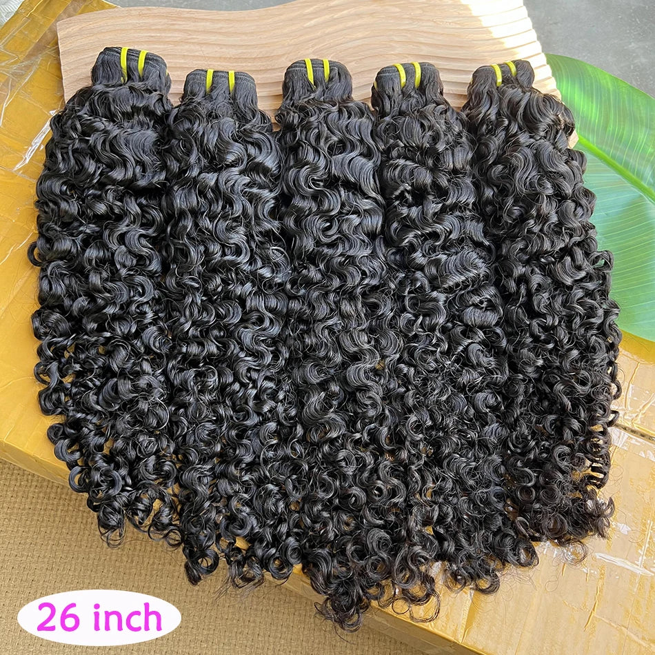Burmese Curly Human Hair Bundles #1B Natural Raw Virgin Hair Weave