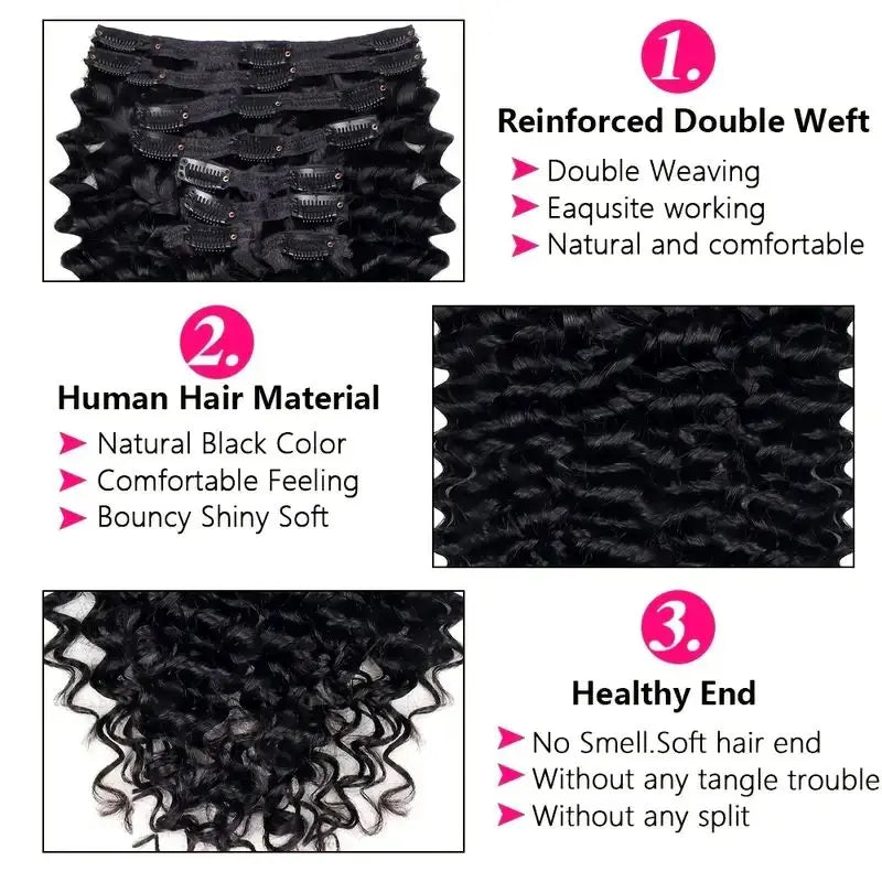 Deep Wave Human Hair Clip Ins