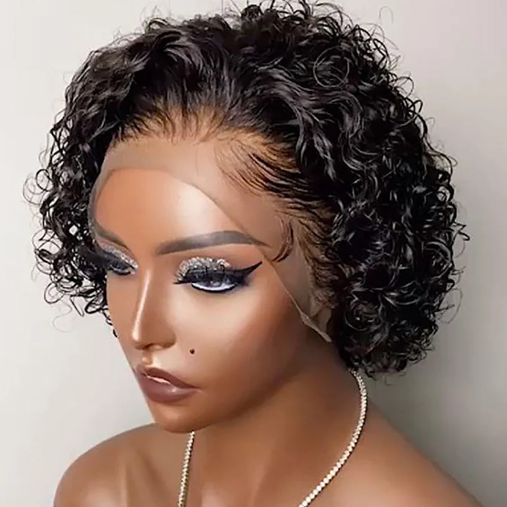 Pixie Cut Spring Curl - Lace Frontal Human Hair Wig - Various Colors Available