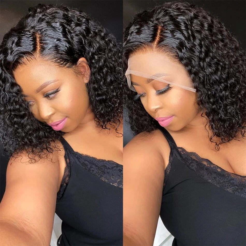 Deep Water Wave Curly Bob - Transparent Lace Frontal Glueless Wig
