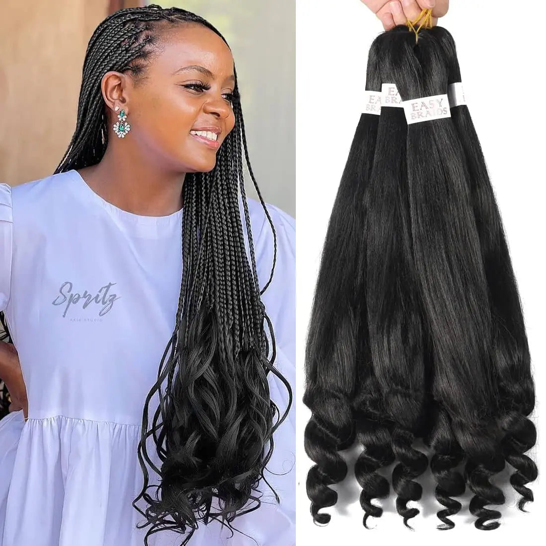 Pre-Stretched French Curly Synthetic Braiding Hair