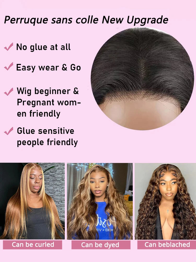 Deep Wave Ombre Highlight - Glueless Lace Frontal Human Hair Ready To Wear Wig