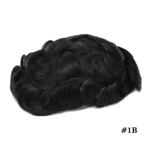 Straight or Wave Mono PU Men's 6inch Natural Human Hair Prosthesis Toupee/Hair Systems - Various Options Available