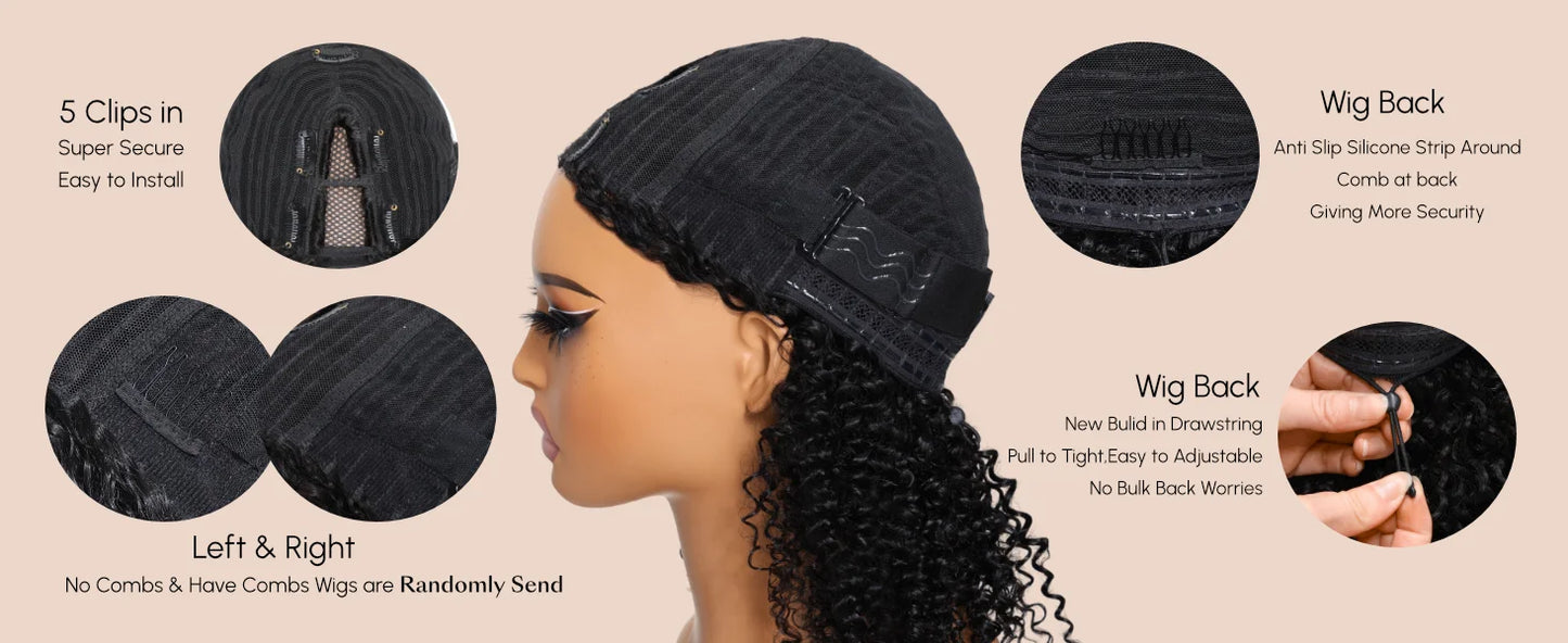 Ombre Body Wave - Human Hair V Shape & U Part Wig No Sew In Clip In Half Wig
