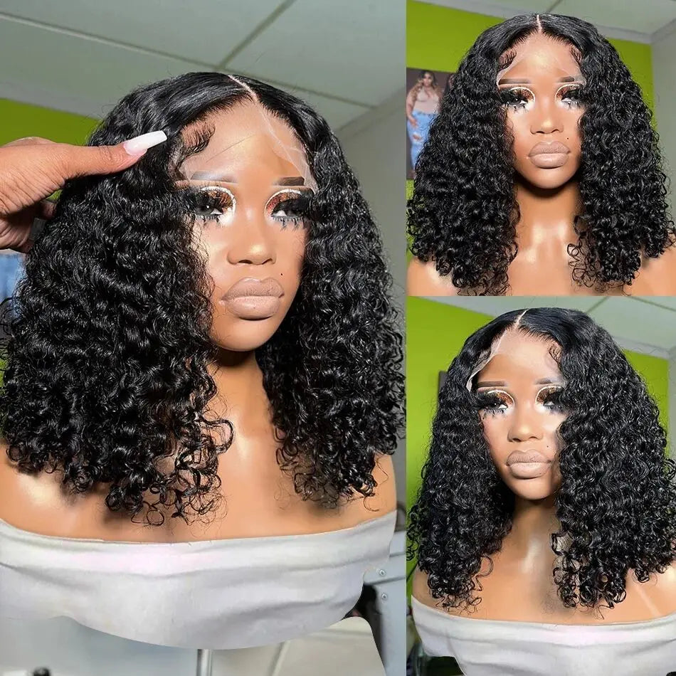 Deep Water Wave Curly Bob - Transparent Lace Frontal Glueless Wig