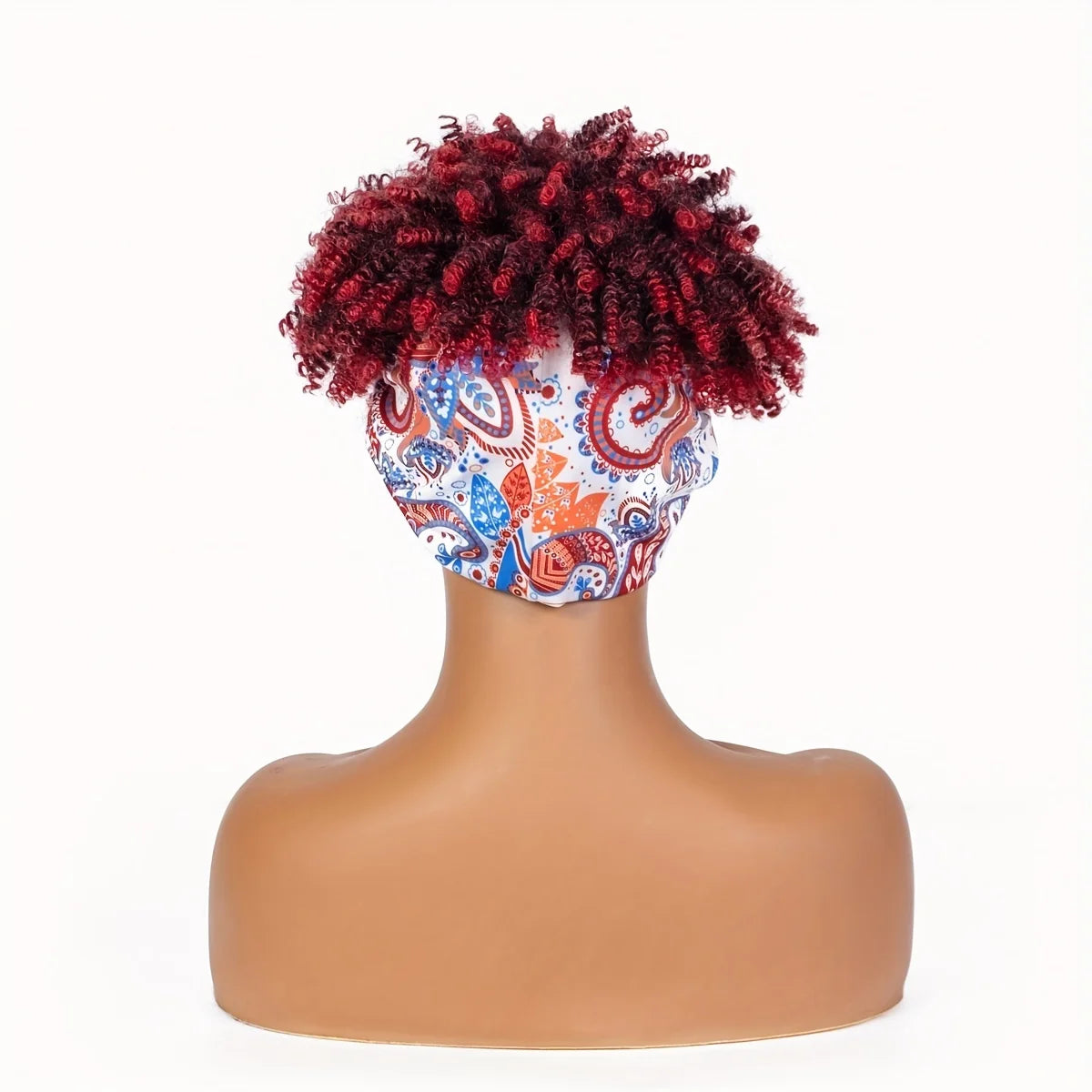 Short Kinky Curly Headband Synthetic Wigs With Bangs - Various Headband and Hair Colors Available