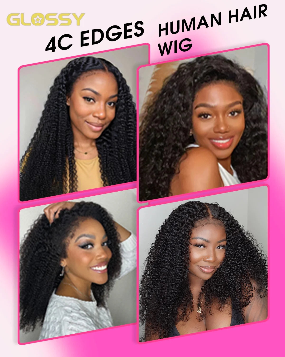 Kinky Deep Wave Curly HD Frontal 4C Edges Human Hair Wig