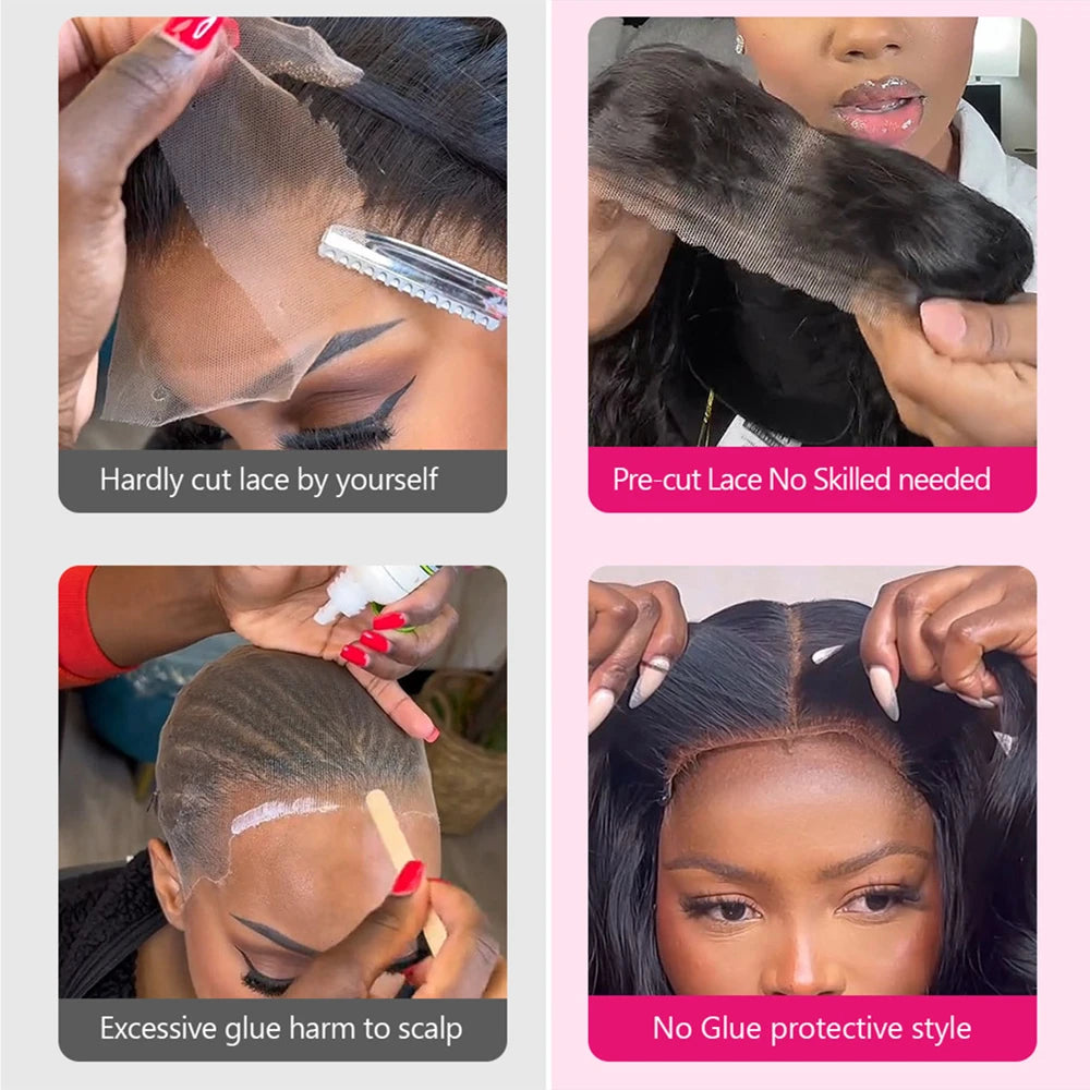 Body Wave Glueless Human Hair Pre Cut Lace Wig