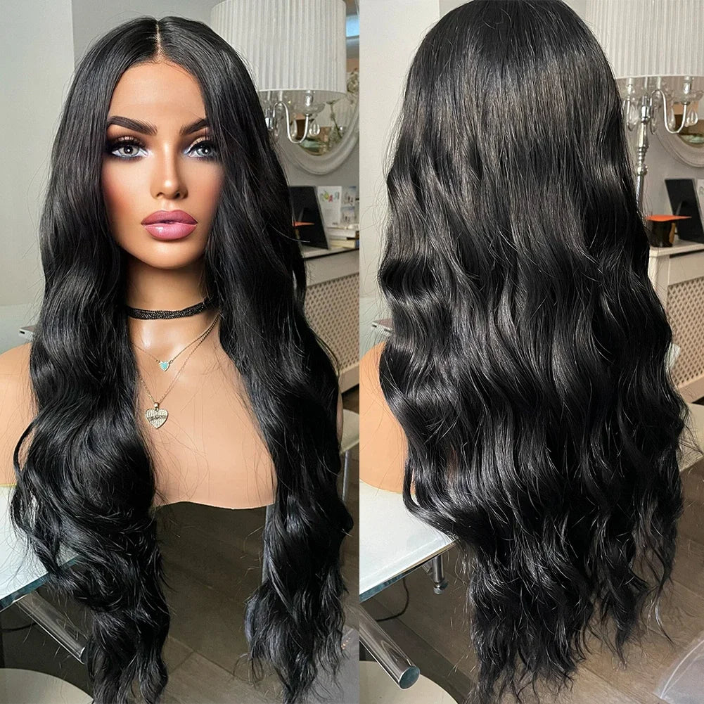 24 Inch Water Wave Synthetic Lace Front Pre Plucked Wigs - Various Colors Available