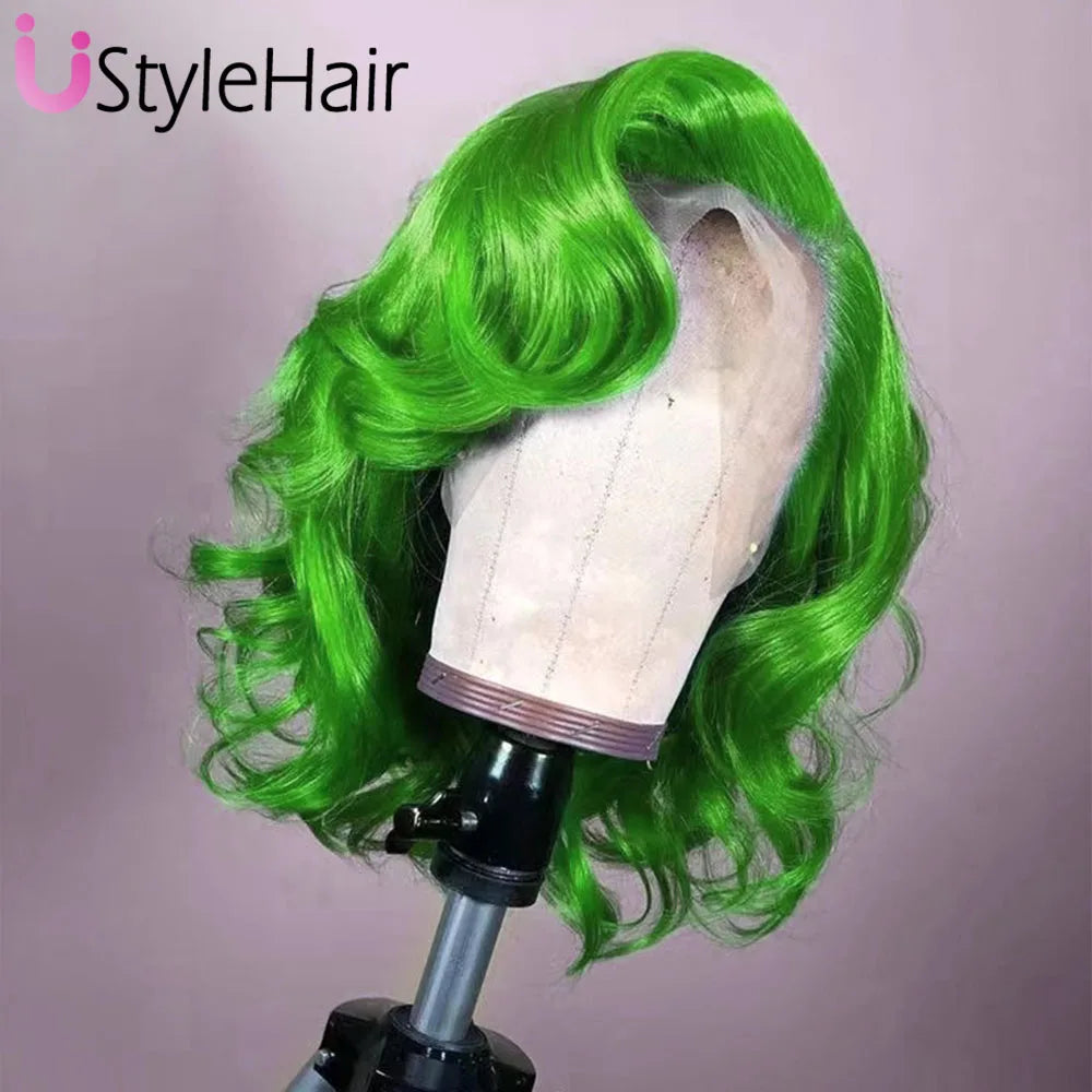 Short Body Wave Bob Lace Front Synthetic Wig With Side Part - Various Colors Available