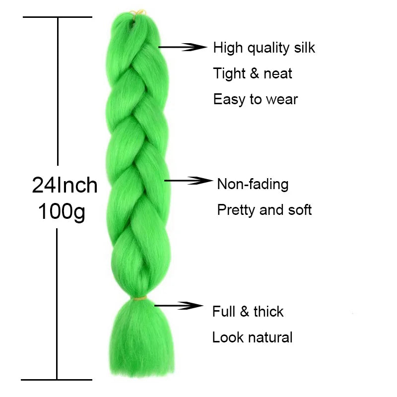 24Inch Synthetic Yaki Jumbo Braiding Hair - Various Colors Available