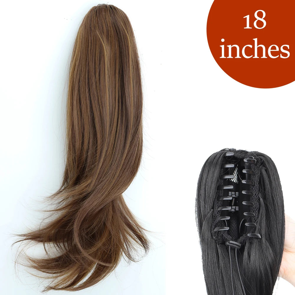 Synthetic Long Straight Claw Clip On 24Inch Ponytail