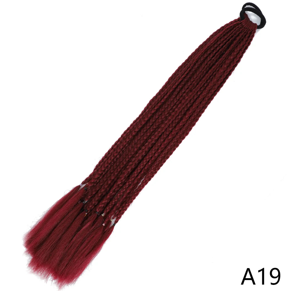 Synthetic Gradient Color Braided Ponytails With Elastic Band