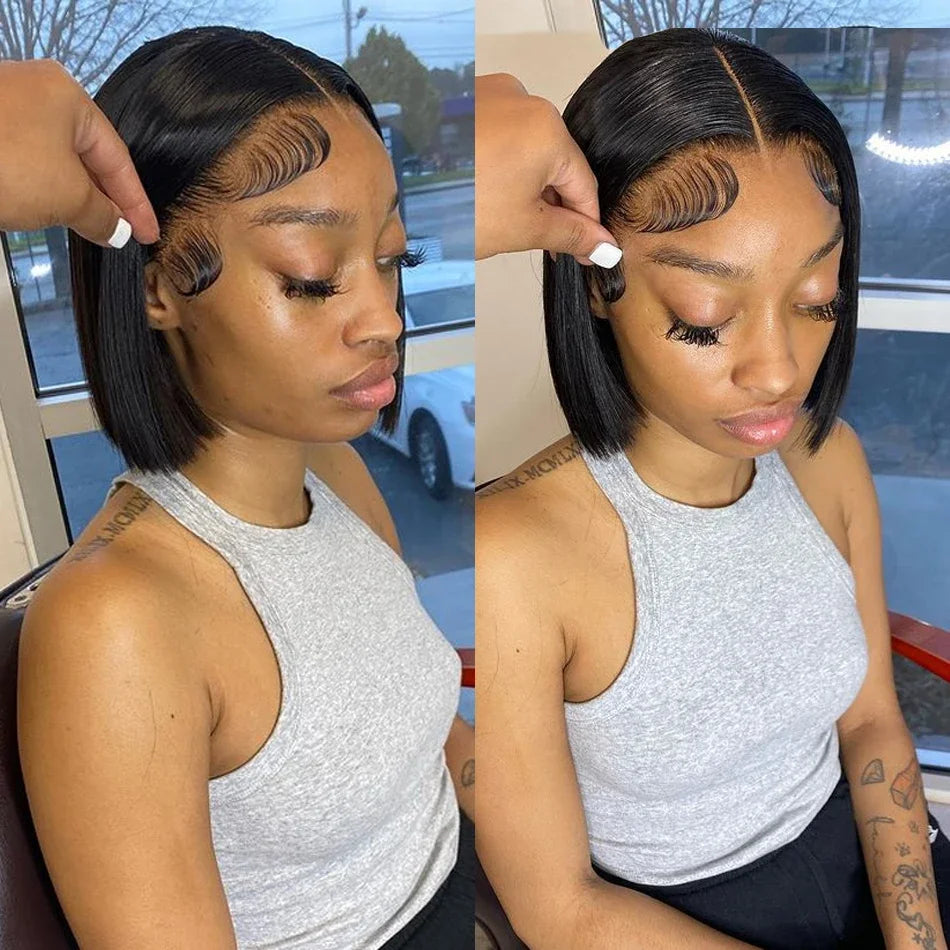 Bone Straight Short Bob - HD Lace Frontal Human Hair Wig