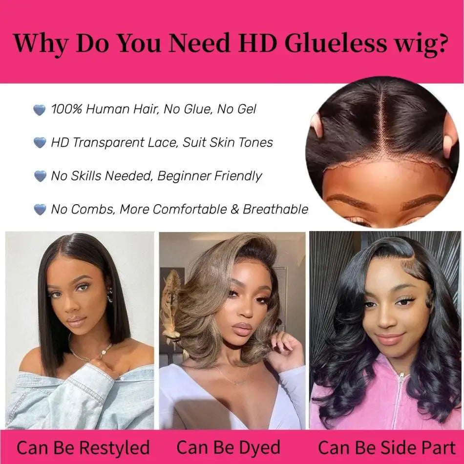 Bob Body Wave  - Preplucked Lace Front Glueless Ready To Wear Human Hair Wig