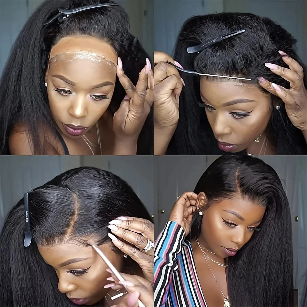 Kinky Yaki Straight - Pre Plucked HD Lace Front Human Hair Wig