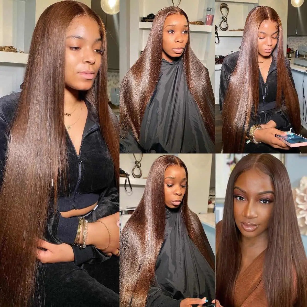 Chocolate Brown Bone Straight - HD Lace Front Human Hair Wig