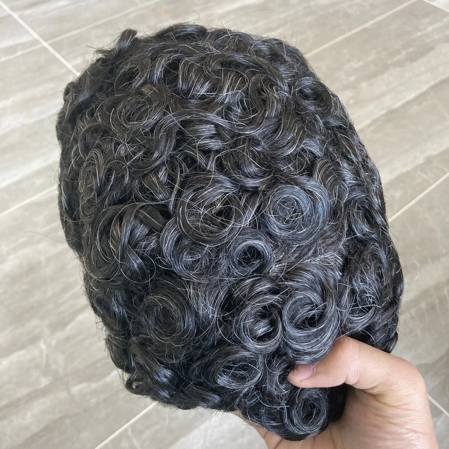 Full Skin Base 20mm Curly Human Hair- Durable Prosthesis System With Natural Frontline - Various Colors Available