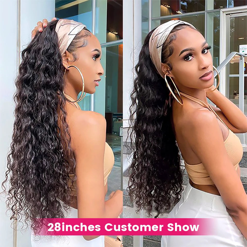 Kinky Curly Human Hair Headband Wig