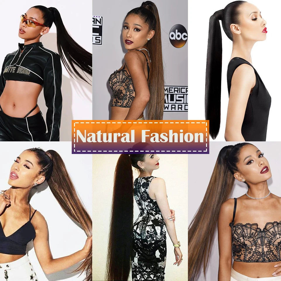 Long Straight Wrap Around Ponytail - Synthetic Hair, Various Colors Available