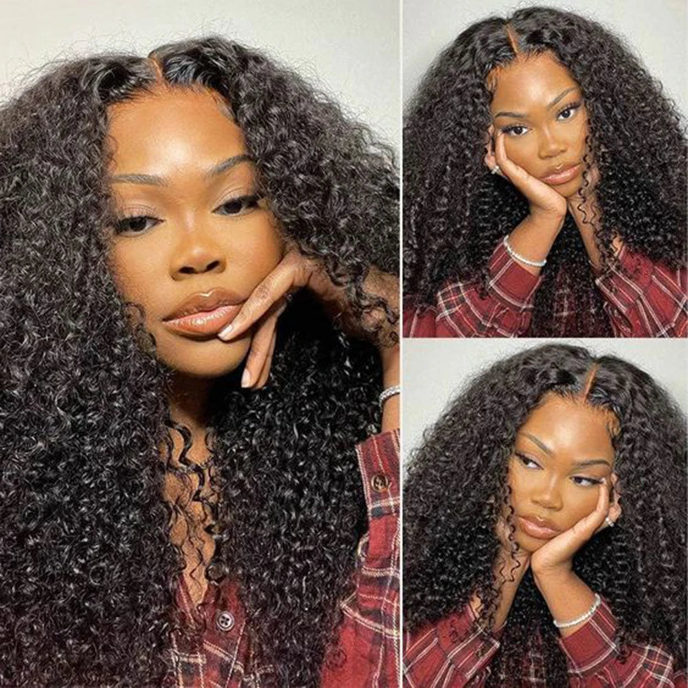 Kinky Curly U & V Part Wig Human Hair