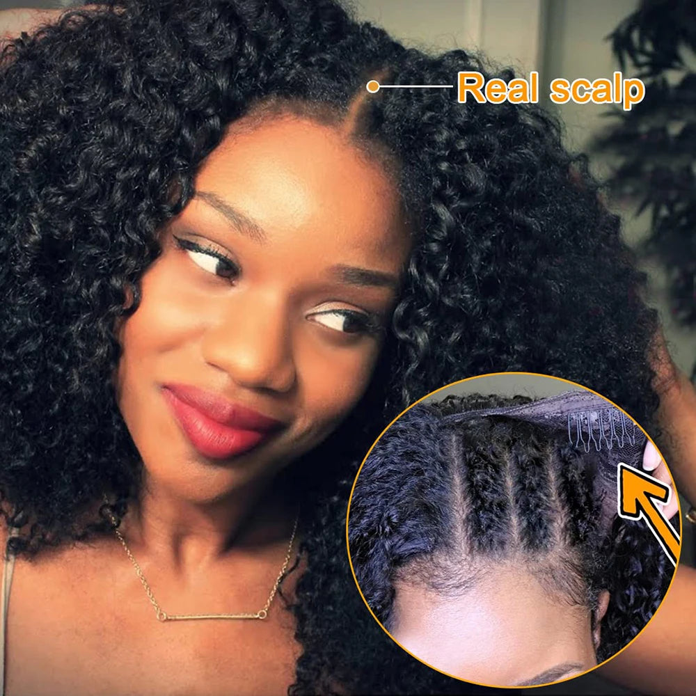 Kinky Curly U & V Part Wig Human Hair