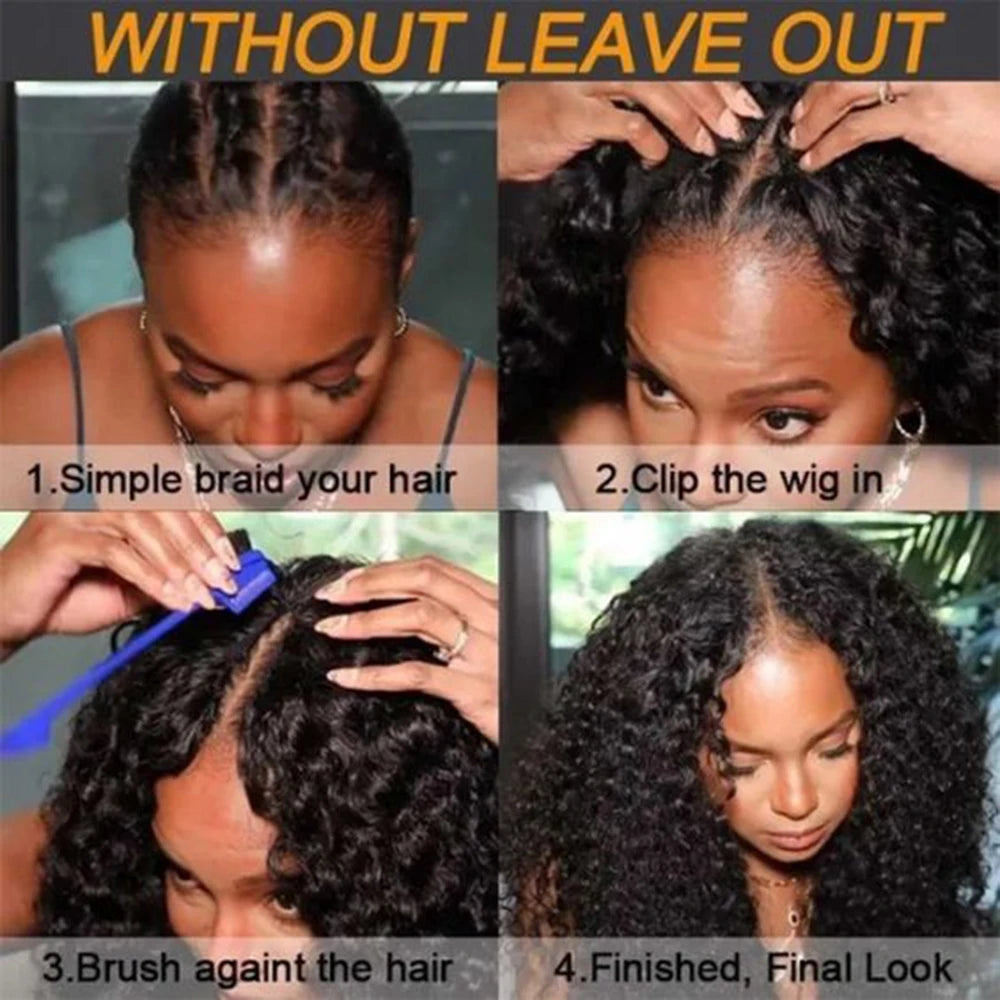 Kinky Curly U & V Part Wig Human Hair