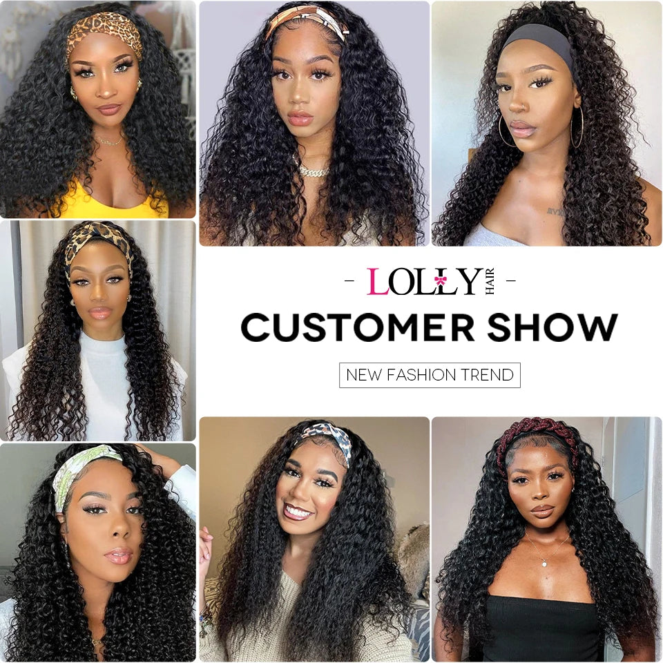 Kinky Curly Human Hair Headband Wig