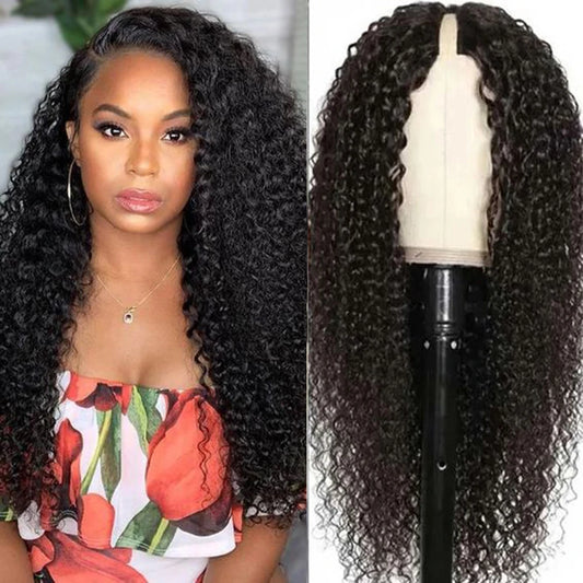 Kinky Curly U & V Part Wig Human Hair