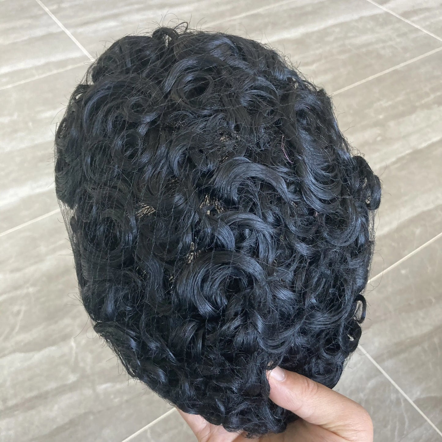 Full Skin Base 20mm Curly Human Hair- Durable Prosthesis System With Natural Frontline - Various Colors Available