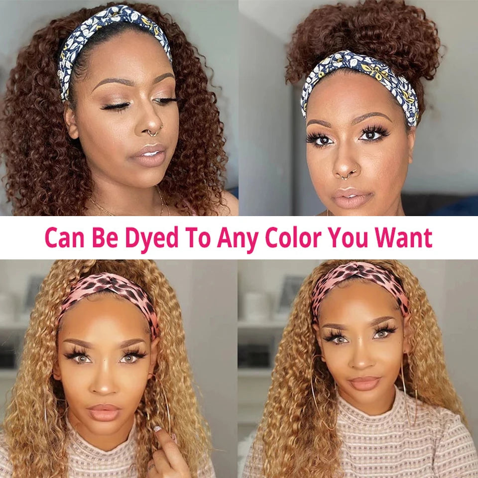 Kinky Curly Human Hair Headband Wig